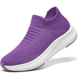 Shulook Womens Size 10.5 Purple Mesh Slip On Breathable Comfort Walking Shoes